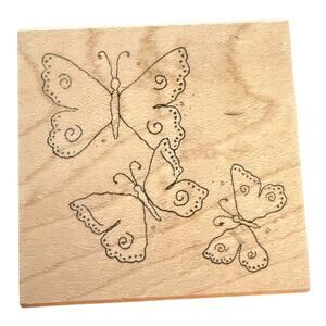 Great Impressions 3 Butterflies D286 Rubber Stamp